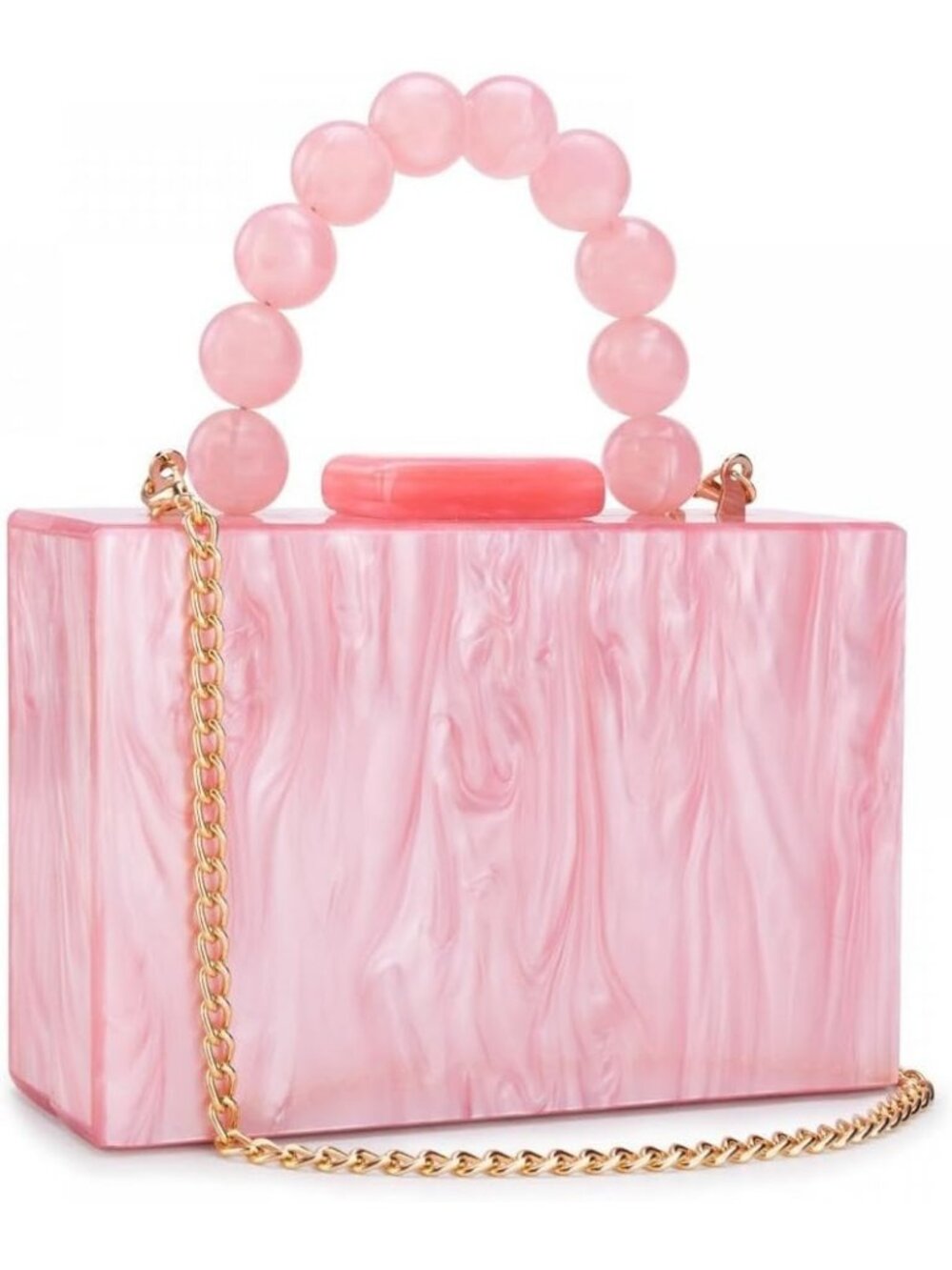 Women's Pink Marble Clutch Purse For Elegant Banquet Evening Crossbody Bag